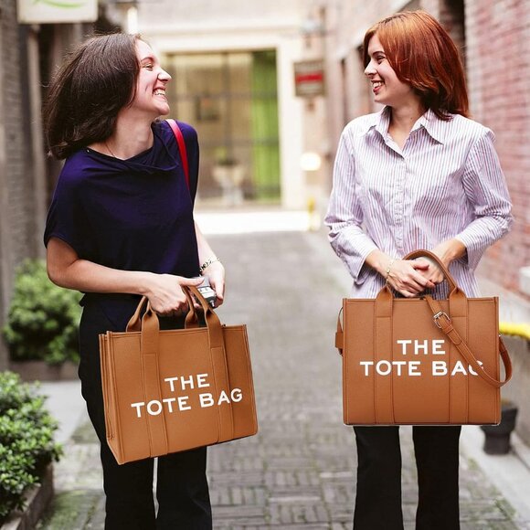 Women Pu-brown Personalized Canvas Tote Bag with Zipper Mini Top-Handle - Picture 2 of 6